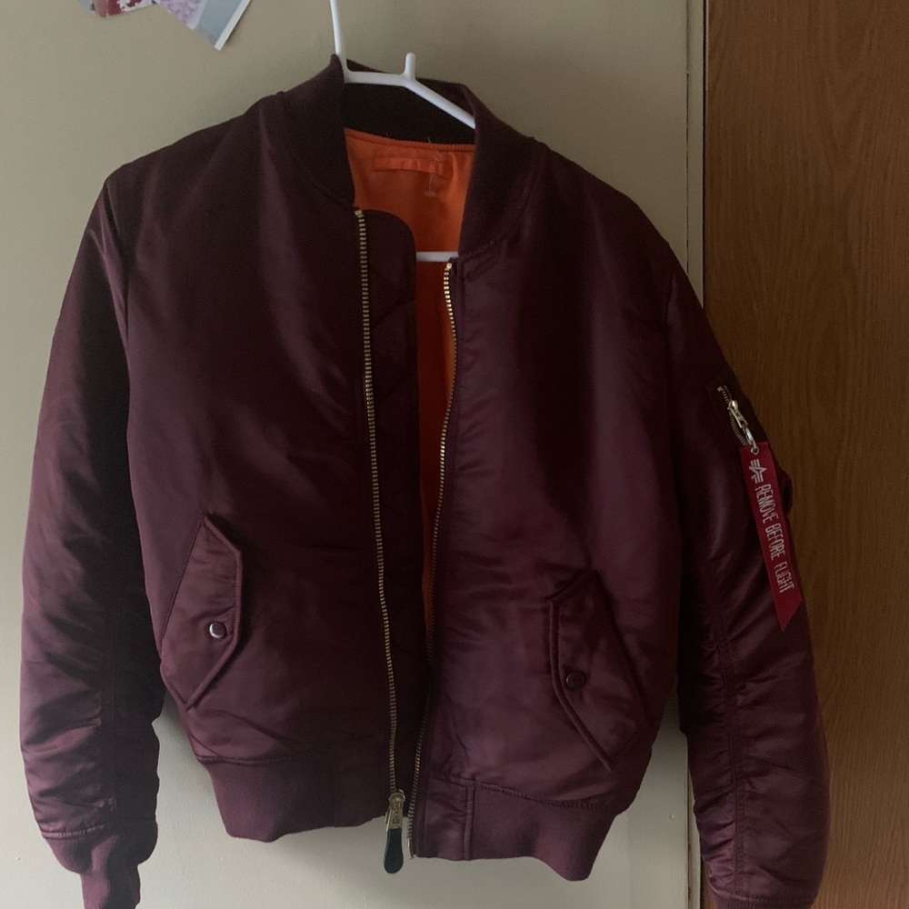 Alpha industries bomber jacket in maroon